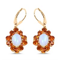 Plated 18KT Yellow Gold 5.42ctw Opal Citrine and W