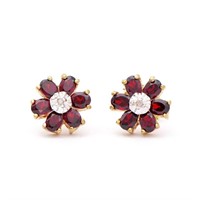Plated 18KT Yellow Gold1.92cts Garnets and Diamond