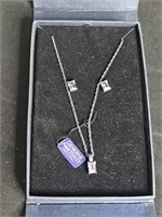 Genuine Amethyst necklace & earrings w/ sterling