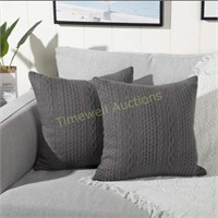 YAERTUN 2pk Throw Pillow Covers  18x18in  Grey