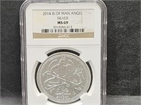 MS 69 MAN ANGEL  1 OZ Silver Coin