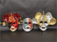 Three Venetian Masks Gold, Silver, Red, Blue Color