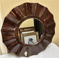 Faux Wood Polyfoam Sun Wall Mirror
