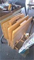 Wooden TV tray set with stand