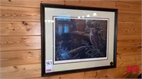 33"x27" Framed Owl - Titled "Morning Solitude" by