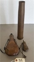 Vintage Powder Flasks & Artillery Shell