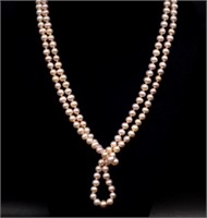 Cultured freshwater pink pearl opera length