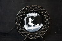 Westmoreland Black Glass Plate with Lace Edge 1972