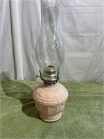 Vintage Ivory Kaadan Rose Pattern Oil Lamp 15”