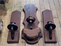VTG Wooden Wall Candles Sconces