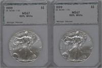 2 - 1999 ASE Silver Eagles PCI MS67