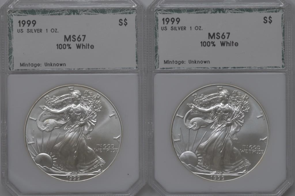 2 - 1999 ASE Silver Eagles PCI MS67