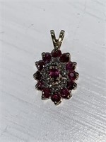 Ruby And Diamond Pendant Set In 10kt Gold