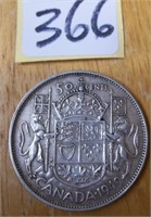 Canadian 1949  Silver Fifty Cents Coin