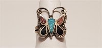 .925 Sterling Silver Turquoise Butterfly Ring