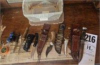 Vintage Hunting Knives, Sharpener, Etc.