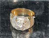 10k Gold Men’s Ring with Diamond Eagle, Sz 10.5