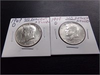 2-1969d 1/2 dollars 40% silver