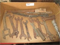 Box of old wrenches, misc