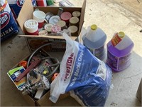 Degreaser, White Marble Chips, Jars, Pipe Wrench,