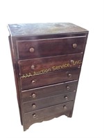 Chest of drawers, scratches and finish wear. 47.5