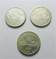 3 - 1965 Silver Dollars