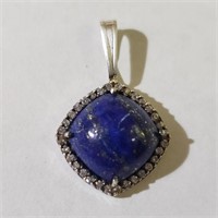 Silver Lapis Lazuli CZ Pendant