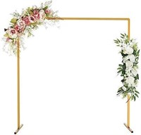 Wedding Arch Backdrop Stand  6.6Ft  Gold  Square