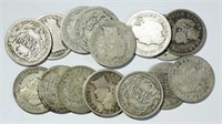 BARBER DIME LOT of 15 COINS