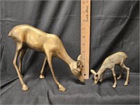 (2) Vintage Brass Deer