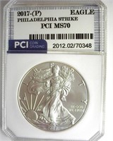 2017-(P) Silver Eagle PCI MS70 Philadelphia Strike