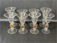 Martini Glass Set with Iridescent Ring Stem