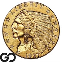1927 $2.5 Gold Indian, Choice BU++ Bid: 505