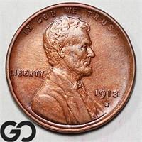 1913-S Lincoln Wheat Cent, AU++/Unc Bid: 115