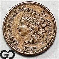 1859 Indian Head Cent, AU+ Bid: 200