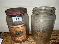 2 Large Old Judge coffee jar
