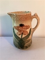 Vintage Salt Glaze Pitcher with Flower, Tulip