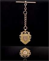 Antique 9ct two tone gold fob pendant