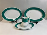 ANTIQUE IRONSTONE PLATTERS & PITCHER