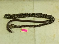 9 ft 3/8 inch chain with j-hook and one hook