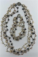 Silver Pearl Necklace & Bracelet
