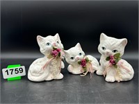 Set of 3 little Ceramic Cat Kitten Figurine