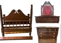 3 Piece Mahogany Bedroom Suite with Rope Turning