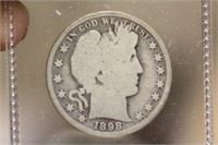 1898 Barber Silver Half Dollar