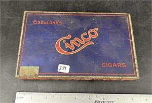 Antique Eisenlohrs Cinco Cigars Tin