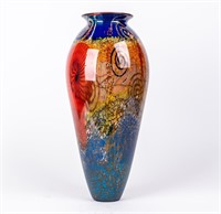 Signed Rick Satava Glass Vase Nautilus Shell