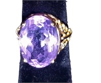 10k Gold and Amethyst Antique Style Filigree Ring