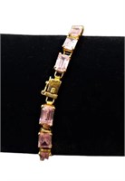 Pink Gemstone 10k Gold Bracelet