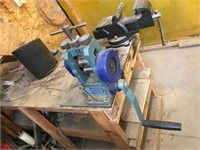 Roller Metal Press, Bench Vise & 6' Wood Bench
