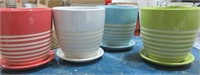 Set Of 4 Multi Colour Pro Yard Décor Ceramic Pot